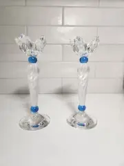 Pair of Swarovski Candlestick - Blue Flower #161309 NIB