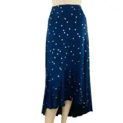 NWT Boden Long Blue Gold Polka Dots Flowing Skirt US 12 R