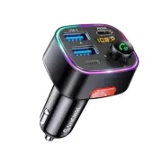 Bluetooth 5.3 FM Transmitter Car Adapter (PD 36W & 12W) [Light Black 48W