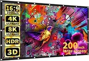 GHKJOK 200 inch Front Projection Screen, Composite Material, Glossy Finish, Wall Mount, 160 degree Viewing Angle, Portable, Foldable, Wrinkle Free, Office Meeting Presentation Theater Party