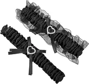[OATIPHO] Leg Ring Arm Bridal Apparel Goth Wedding Lace Ruffle Jewelry Veil for Bride Garters Elastic Lace Stretch Lace Lace with Heart Decorations Fabric