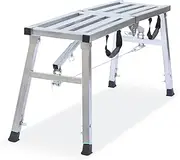 Work Platform Adjustable Height Steel Portable Scaffolding Platform 380 LBS Load Capacity 38''X12 Folding Step Ladder Drywall Painting Stool (38inch)