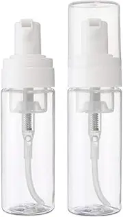 UTENEW 2-Piece Plastic Foam Pump Bottle Clear Dispenser Mini Travel Size Foaming Soap Face Wash 1.7 Oz, No leaks!