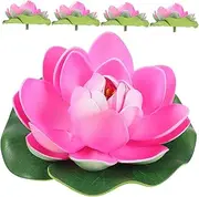 Amosfun 5pcs Simulation Lotus Leaf Lotus Foam Flowers Water Lily Pad Lotus Ornament Artificial Lotus Flowers Floating Flowers for Pool Fish Tank Decorations Artificial Flowers Plant Toy