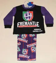 Fremantle Dockers AFL Boys Black Purple Cotton Flannel Pyjama Set Size 6 New