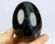 2.4" Blue & Gold Tiger's Eye Carved Crystal Egg, Realistic, Crystal Healing