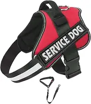 [UPET] No-Pull Dog Harness, Reflective Heavy Duty Adjustable Escape-Proof Padded Service Dog Puppy Vest for Small, Medium, and Large Dogs Training & Outdoor Walking, Includes 1*Dog Seat Belt.(Red L)
