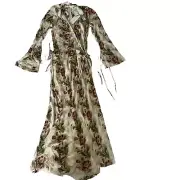 NWT Bec + Bridge Floria Long Sleeve Genevive Silk Floral Maxi Dress Women's 4