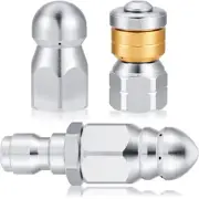 3 Pieces Sewer Jetter Nozzle Rotating Button Nose Sewer Jetting Nozzle Stainl...