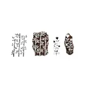 Wooden Block Sugarcane strip design cloth & paper printing set of 2 piece