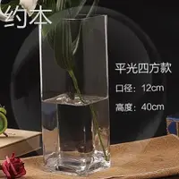 在飛比找樂天市場購物網優惠-水晶玻璃透明大號花器百合富貴竹仿真插花四方直筒落地花瓶擺件