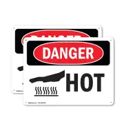 (2 Pack) Hot OSHA Danger Sign Decal Metal Plastic
