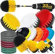 Holikme 20Pack Drill Brush Attachments Set, Scrub Pads & Sponge, Buffing Pads, Power Scrubber Brush with Extend Long Attachment, Car Polishing Pad Kit,Cleaning Supplies，Shower Scrub,Scratch Brushes
