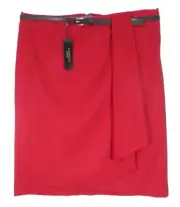 NWT TALBOTS Women Thin Flannel 99% Wool Belted Wrap Skirt Deep Dark Red 14 $129