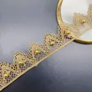 1+1/4" Embroidered Pearl Beaded gold thread lace trim price per yard