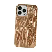 Caseative for iPhone 13 Pro Max Case,Pleated Water Ripple Chrome Wave Gold