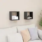 Floating Cube Shelves High Gloss Grey Set Of 2 Modern Home Decor Wall Shelf Unit