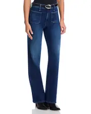 Mother Petites Lil Patch Pocket High Rise Rambler Jeans in These Boots Made for Walking