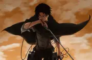 Anime sword stare boy red eyes attack on titan black Playmat Gaming Mat