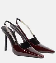 [Saint Laurent] Saint Laurent Blake 110 patent leather slingback pumps AU 4 brown