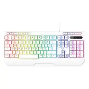 Laser Ergonomic Gaming RGB Keyboard in White - Full-Size, Wired, Multimedia, Anti-Ghosting