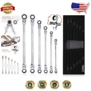 High-Torque 6-Piece Extra Long Ratchet Wrench Set - Chrome Finish & Flex Heads