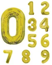 NUMBER BALLOONS, GOLD SHAPE NUMBER FOIL BALLOON 34 INCH.