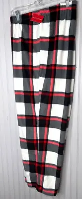 Wondershop Womens PANTS 2X Black White Red Plaid Soft Plush Lush Stretch NEW