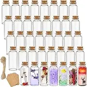 Kingrol 70 Pack 30ml Cork Stoppers Glass Bottles, Wishing Bottles with Personalized Label Tags and String, Mini Bottle for DIY Crafts, Wedding Party Favors
