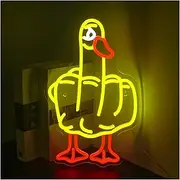Hanging Art Neon Signs Duck Neon Sign USB Powered Wall Decor LED Light for Bedroom Home Game Room Pub Party Club Restaurant Shop Bar Sign Illuminated 26cmx42cm