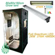 80x80x160CMHydroponic Grow Tent +Full Spectrum 2ft 24W LED Light 2700K+6400K