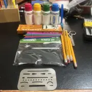 Mix Lot Art Supplies Crayola Charcoal Brushes Pencils Paint Scratch Art