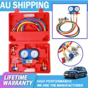 3 Way Car AC Manifold Gauge Set for R134a R12 R502 Refrigerant w/ Hoses Adapters
