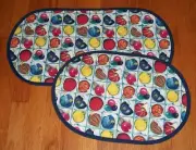 NEW Uniq Handmade Table Runner Holiday Ball Ornaments 12x24 Oval Quilted