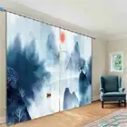 Lake Wonderland Painting 3D Blockout Photo Print Curtain Fabric Curtains Window