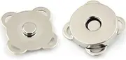 24 Sets Sew in Magnetic Plum Bag Clasps Button Snaps for Purses Handbag Clothes Scrapbooking Closure Fastener Sewing Craft DIY (Silver), Silver, 18mm
