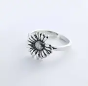 Daisy Flower Ring 925 Silver Ring Adjustable Ring