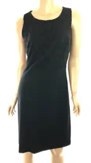 Nicole Miller Black Sleeveless Sheath Dress Lace Bodice Sz 6 White Back Buttons