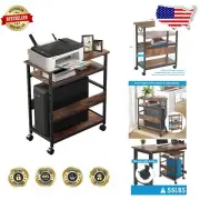 Adjustable Height 3 Tier Computer Tower Stand with Lockable Wheels for Mobility
