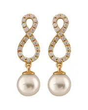 Splendid Pearls 14K 0.40 ct. tw. Diamond & 7-7.5mm Akoya Pearl Earrings