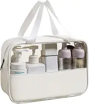 [Generic] Cosmetic Bag - Womens Makeup Bag,Waterproof Portable Toiletry Pouches Zipper Organizer Clear Window Holder for Girls Vanity Car Shower Jewelry Beach Packing Bathroom