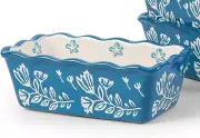 New Wisenvoy Mini Loaf Pan Bread Pan Ceramic Blue Floral Baking Dish