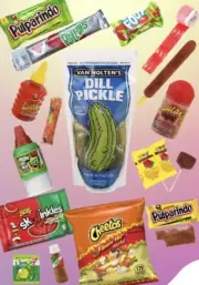 Chamoy Pickle Kit w Dill Pickle + Hot Cheetos & Candy Spicy & Sweet FREE SHIP