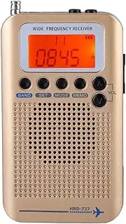 VHF Airband Radio, Bewinner Portable Aircraft Tape Radio Receiver VHF Portable Full Band Radio Recorder Full Band Radio Receiver AIR/FM/AM/CB/SW/VHF, LCD Display with Backlight (Gold)
