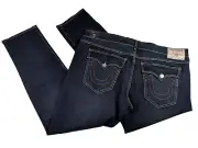 NWT True Religion Geno SN Flap Relaxed Slim Jeans Men's 42 Dark Scorched Wash