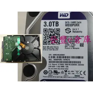 【登豐e倉庫】 R22 紫標 WD30PURX-64P6ZY0 3TB SATA3 電源突波 救資料 硬碟異聲 也修電視