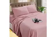 Kingtex Micro Flannelette Sheet Set 40 cm Wall Cameo Rose Single