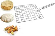Stainless Steel Square Roti Papad Grill Roti Jali Chapathi Pipe Handle Dia- 9" - 1 Pc