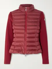 [Moncler] Moncler - Appliquéd Wool-blend And Quilted Shell Down Cardigan - Red - x large x large Red