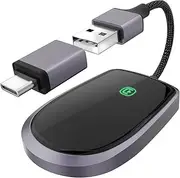 CarPlay Wireless Adapter 2024 Upgraded, Converts Wired to Wireless Carplay Dongle, 4S Connection Plug & Play Car Play Wireless Adapter for Cars from 2016 & for Apple iPhone iOS 10+ Deep Gray